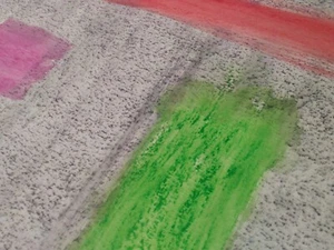 "Primärer Dialog:" Eine Strukturkomposition / Aquarellkreide trocken dann nass - Bild 1 von 2