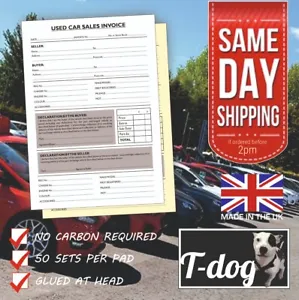 Used Car Vehicle Sales Invoice Pad & Receipt Buying & Selling Cars Motor Trade - Picture 1 of 5