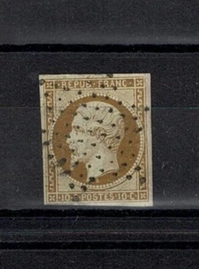 Frankreich Stamp Briefmarke Yvert Nr. 9 " Napoleon 10c Bistre Gelb " Gestempelt - Picture 1 of 2