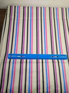 vintage stripe fabric 100% cotton black purple pink gray blue 5 yards 60s 70s - Picture 1 of 12