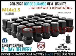 Full Set of Black Finish 14x1.5 Factory Lug Nuts for 2011+ Dodge Durango RT SXT - Picture 1 of 11