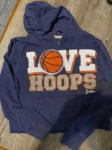 Justice sz 14 basketball hoops navy sequin sweatshirt hoodie guc - Picture 1 of 6