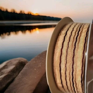 Tan, Beige Brown Stripe Wired Acetate ribbon 1.5" By 25M/82FT made in France - Picture 1 of 7