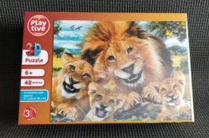 Hochwertiger 3D-Effekt Löwenfamilie mit Jungen 48 große Teile Puzzle  - Bild 1 von 5