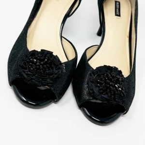Alex Marie Womens Black Texture Leather Beaded Formal Peptone Pump, Size 9.5 - Picture 1 of 11