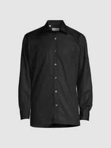 $595 Charvet Men's Black Solid Long-Sleeve Button-Down Dress Shirt 38/ 15 - Picture 1 of 5