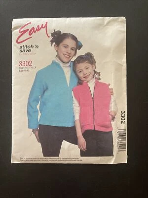 Stitch n Save McCalls Sewing Pattern Jacket Vest 3 4 5 6 Child New Uncut 3302 - Image 1 of 4