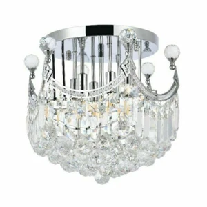 Chandelier Crystal Flush Mount Light Fixture Kitchen Dining Room Hallway Bedroom - Picture 1 of 8