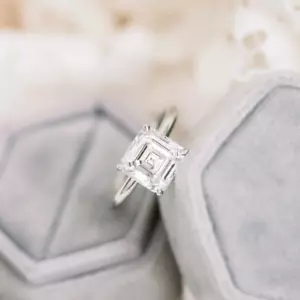 Asscher Cut 1.50 Ct Certified IGI Lab Created Diamond Ring 14k White Gold E F VS - Picture 1 of 11