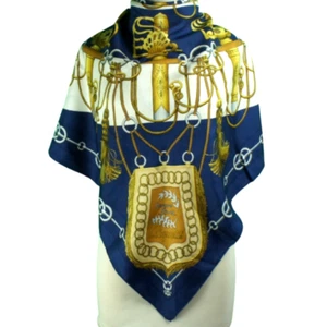 Vintage HERMÈS "Cliquetis" By Julie Abadie in 1972 Sword Pattern Silk Scarf 34" - Picture 1 of 19