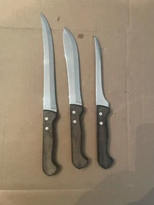 Lot Of 3 Craftsman butcher knife’s USA vintage cutlery Wood Handles - Picture 1 of 6