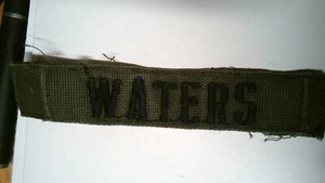 MILITARY PATCH SEW ON OLDER NAME TAPE THAT SAYS WATERS VIETNAM ERA - Picture 1 of 2