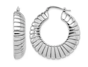 Large Sterling Silver Hoop Earrings with Texture Design - Picture 1 of 5