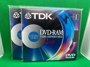 TDK 5.2 GB DVD-RAM Type 1 Rewritable Double Sided - NEW SEALED X2 - Picture 1 of 2
