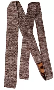 Square end tie fancy knit with satin neckband Hand made Red/brown NEW ab - Picture 1 of 2