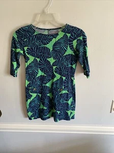 Lilly Pulitzer Girls Under the Palms Carol Shift blue green palms zebra dress  L - Picture 1 of 3