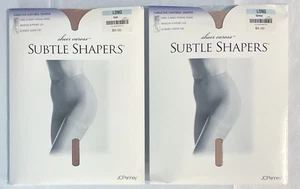 2 Pair JC Penney Pantyhose Subtle Shapers Firm Panel Oatmeal & Sand Sz LONG NOS - Picture 1 of 2