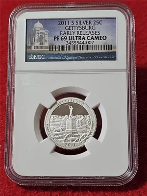 2011-S GETTYSBURG N.P. SILVER QUARTER NGC PF 69 UC EARLY RELEASES    #T5765 - Image 1 of 2