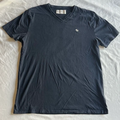 Abercrombie & Fitch Men's X-Large Navy Blue Regular Fit V-Neck Soft A&F Tee - Image 1 of 3