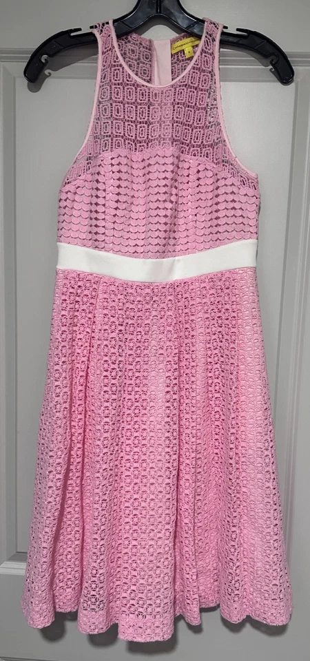 Vestido Catherine Malandrino Talla 4 Rosa Encaje Ojales Foto 1 de 3