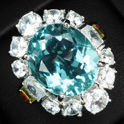 Encantadores anillos hechos a mano de plata de ley 925 de 8,10 quilates de aguamarina azul cielo talla 5,5 Foto 1 de 4