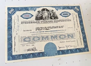 Vintage 1955 Studebaker Packard Stock Certificate 100 shares Champion President - Picture 1 of 3
