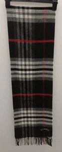 Cashmink Men's Black and Red Plaid Size One Size Scarf - Picture 1 of 3