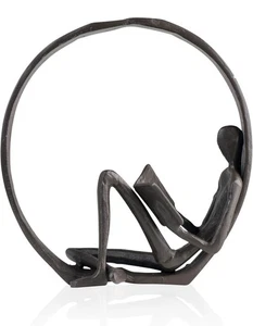 Danya B. Moderne eingekreiste männliche & weibliche Leser Gusseisen Skulptur Buchstütze - Bild 1 von 9