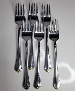Oneida Golden Juilliard Stainless Flatware 6 Salad Forks - Picture 1 of 10