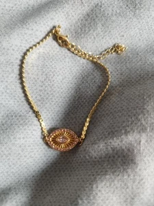 Silk On Me Gold Plated Bracelet With Pink Stone Egyptian Eye - Picture 1 of 3