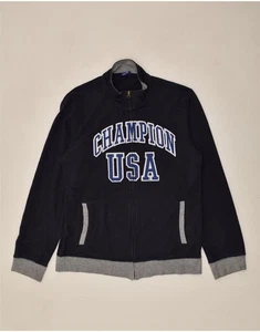 CHAMPION Mens Graphic Tracksuit Top Jacket XL Navy Blue Cotton HF02 - Picture 1 of 4