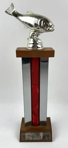 Barsch 1. Angeltrophäe 13" mit Metall Fisch Topper "Sun Oil Barschturnier" 1973 - Bild 1 von 23
