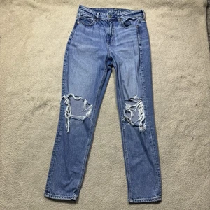 American Eagle Jeans Damen 4 Strigid Real Good Mom Jeans Distressed Blau Denim - Bild 1 von 14