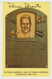 Robin Roberts Signed Gold Hall Of Fame Postcard - Philadelphia Phillies - Picture 1 of 2