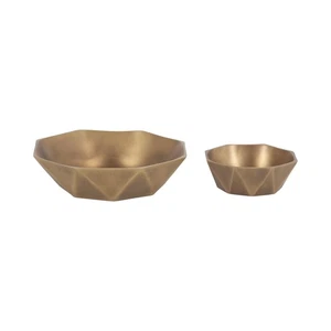 Kate and Laurel Octave Decorative Faceted Metal Bowls, Set of 2, Antique Brass-- - Picture 1 of 9