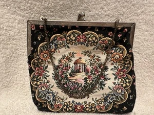 Vintage Tapestry Embroidery Clutch With Chain Evening Bag - Picture 1 of 5