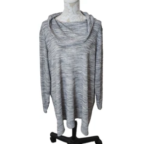 Lane Bryant Sweater Gray Space Dye Cowl Neck Women's 26 28 - Picture 1 of 7