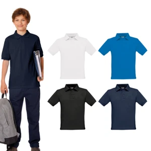 B&C Collection Kid's Safran T-Shirt PK486-Boys Girls Plain Short Sleeve Polo Top - Picture 1 of 8