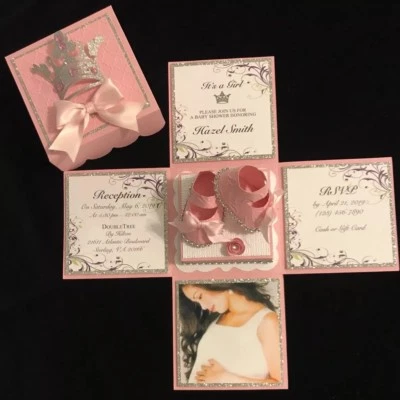 BABY SHOWER,  NEWBORN, BIRTHDAY, OR BAPTISM,EXPLODING BOX INVITATIONS   - Image 1 of 4