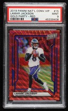 2019 Panini National Convention VIP Red Prizm /25 Lamar Jackson #15 PSA 9 MINT