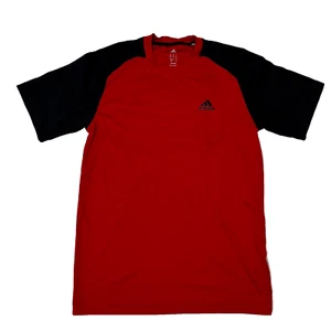 Adidas Men's Athletic Short Sleeve Climalite Shirt Size Small Red and Black - Picture 1 of 12