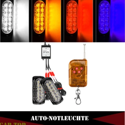 4x 12LED Auto Warnlicht Frontblitzer Stroboskoplicht Blinklicht Warnleuchte 12V - Bild 1 von 4