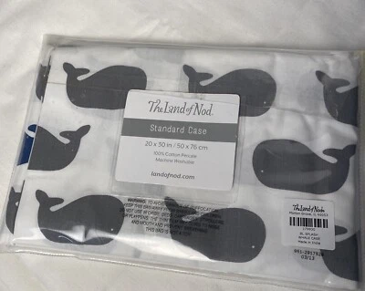 NEW Land Of Nod BL Splash Whale New School Bedding 1 Standard Pillowcase - Image 1 of 4