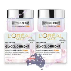 L'Oreal Paris Cream Day Glycolic-Bright SPF 30 , 50ml pack of 2 - Picture 1 of 7