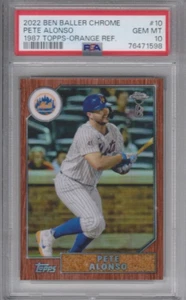 2022 Topps Ben Baller Chrome PETE ALONSO Mets 1987 ORANGE REFRACTOR 19/25 PSA 10 - Picture 1 of 2
