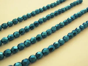 25 6 mm Czech Glass Firepolish Beads: Saturated Metallic - Nebulas Blue - Picture 1 of 1