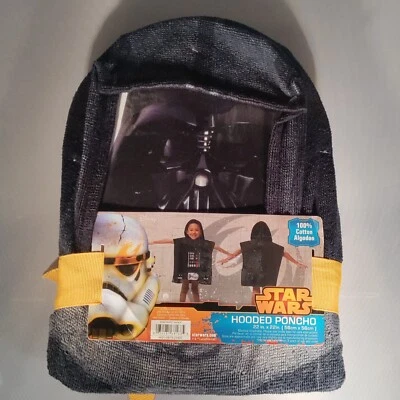 Disney Star Wars Darth Vader Cotton Towel Hooded Bath Poncho Beach Pool NEW - Image 1 of 4
