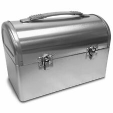 Plain Metal Dome Lunch Box - Silver - Worker Style Domed Lunchpail Lunchbox Pail