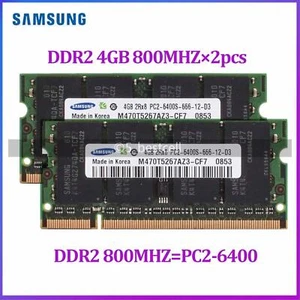 Samsung RAM DDR2 8GB(2×4GB) 800 MHz Laptop PC2-6400 SO-DIMM Memory 200pin Lot - Picture 1 of 12