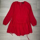 Trixxi NWT Red Flowy Dress Long Sleeves and Tie size Small